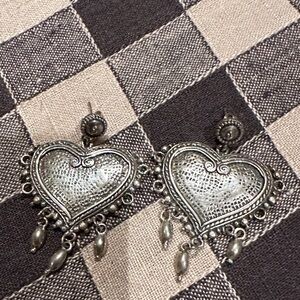 925 Sterling Silver Heart Chandelier Earrings